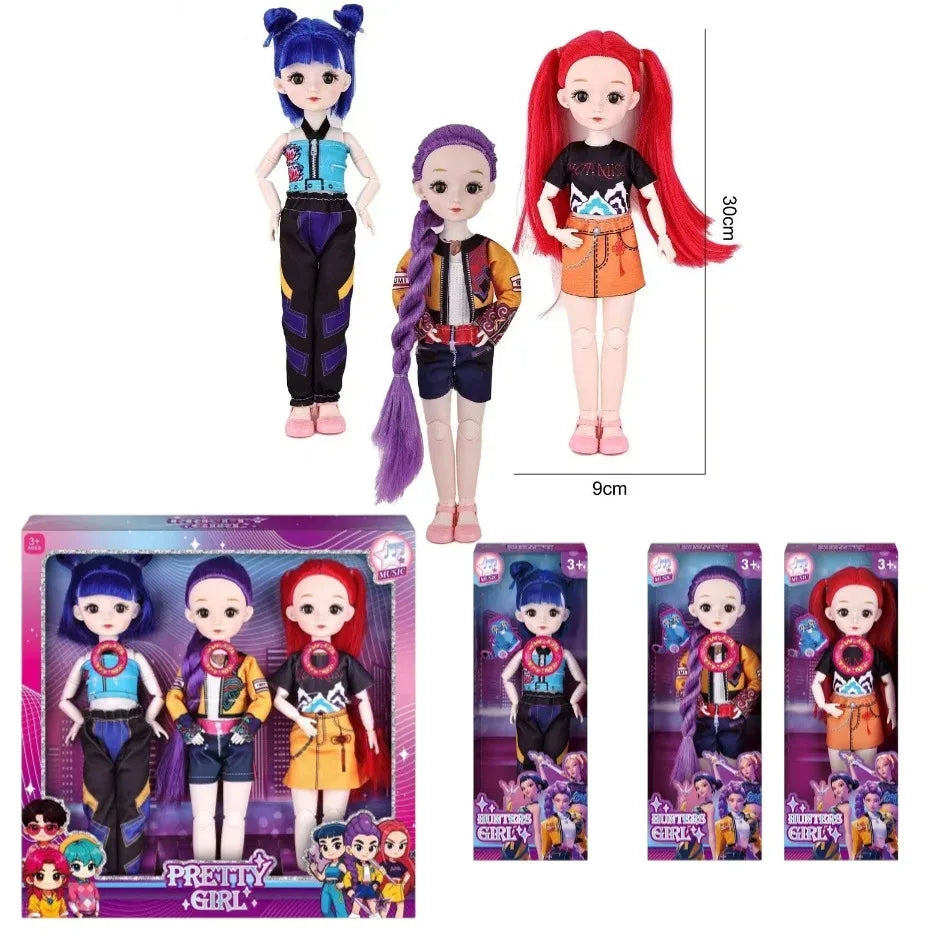 2026 Hot  KPop Doll 3D Eye Theme Song Music Anime Toys With gift set 12 inch Solid Body 15 Joint Delicate Doll Toy for Gifts