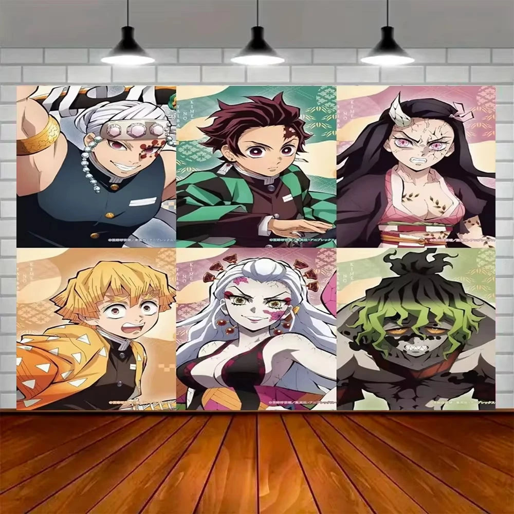 Demon Slayer Kamado Nezuko Party Decor Disposable Tableware Plate Cake Topper Balloon Background Girl Birthday G Dorm Tapestry