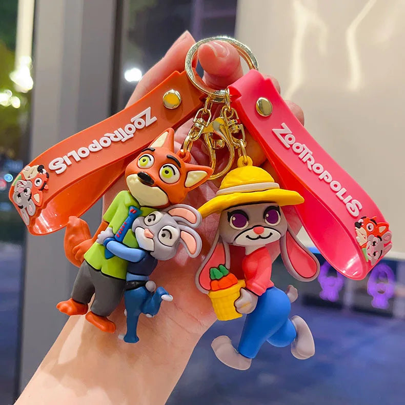 Cute Zootopia Keychain High-Quality Cute Cartoon anime Judy Hopps Officer Nick  Keychain Bag Christmas Gift Fans Party Gifts