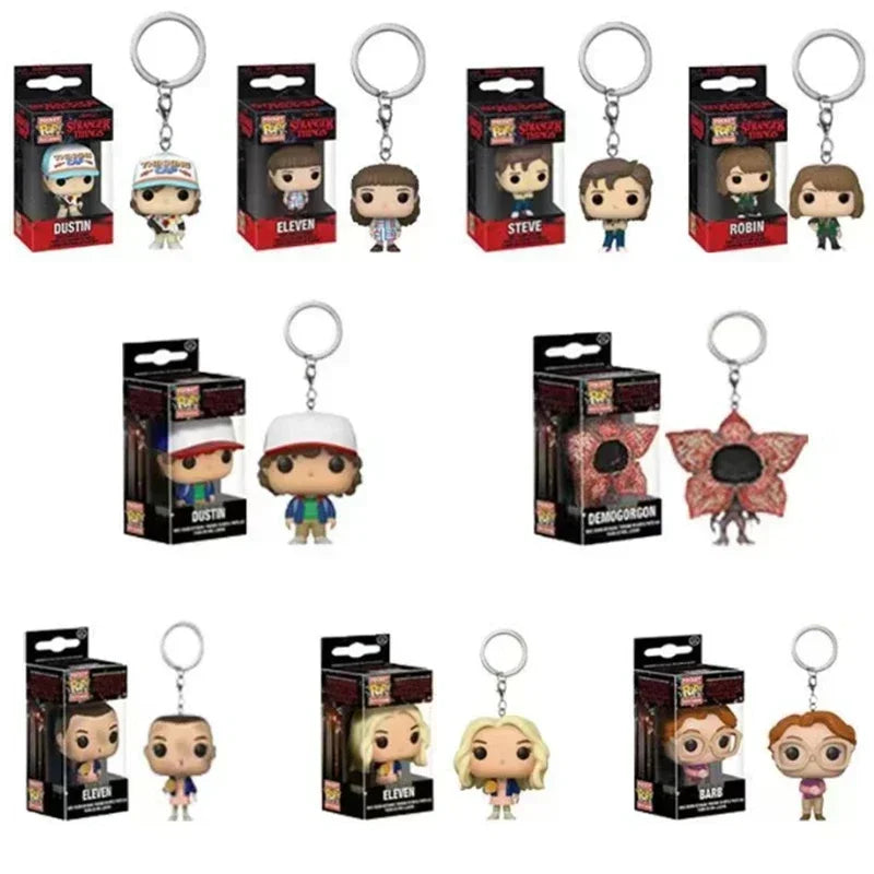 13 Styles FUNKO Pocket Stranger Keychain Eleven Dustin Barb Steve Demogorgon Action Figures Toys THINGS with Box