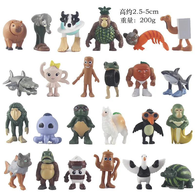 24Pcs Italian Brainrot Set Tung Tung Tung Sahur Tralalero Tralala Figurine Mini Ornaments Action Figure Toys Kids Birthday Gifts