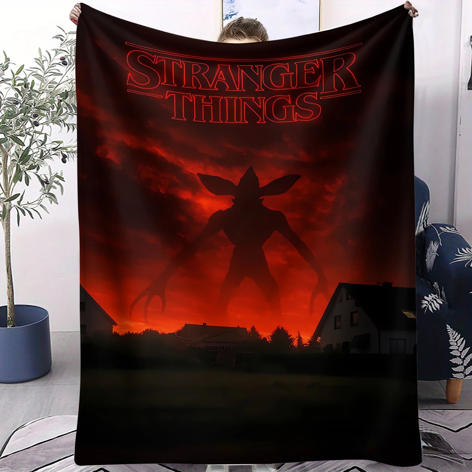 1PC Science Fiction Horror S-Stranger T-Things Blanket Warmth Flannel Blanket Soft Cozy Multifunctional Decorative Throw Blanket