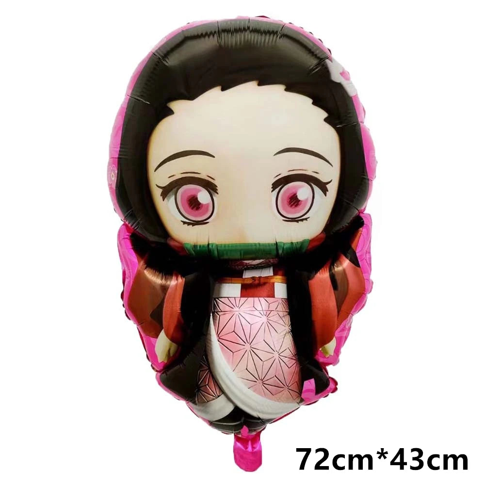Demoned Slayers Balloons Happy Birthday Banner Kimetsu No Yaiba Party Decoration Cup Disposable Tableware Anime Cake Topper Toy
