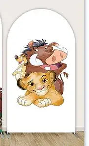 Cartoon Lion King Simba Baby Shower Arch Wall Panels Backdrop Party Supplies Boy Birthday Banner Decors Safari Jungle Background