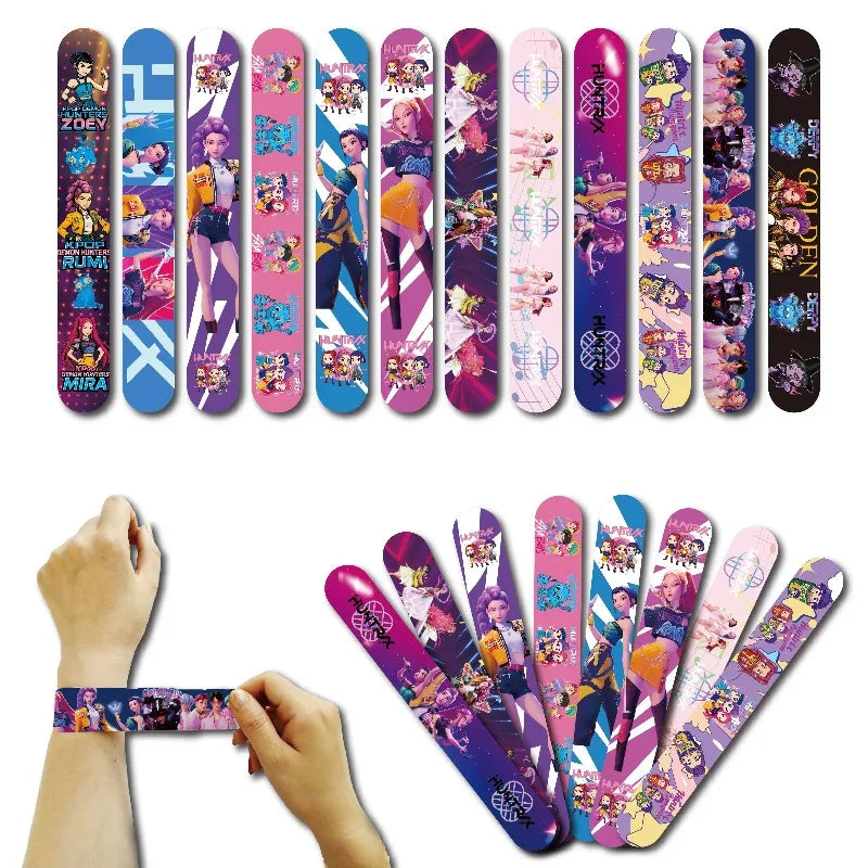 12/24/36  PCS  Kpop Demon Hunter Slap Bracelets Anime Snap Wristband for Birthday Party Favors School Prize Gifts