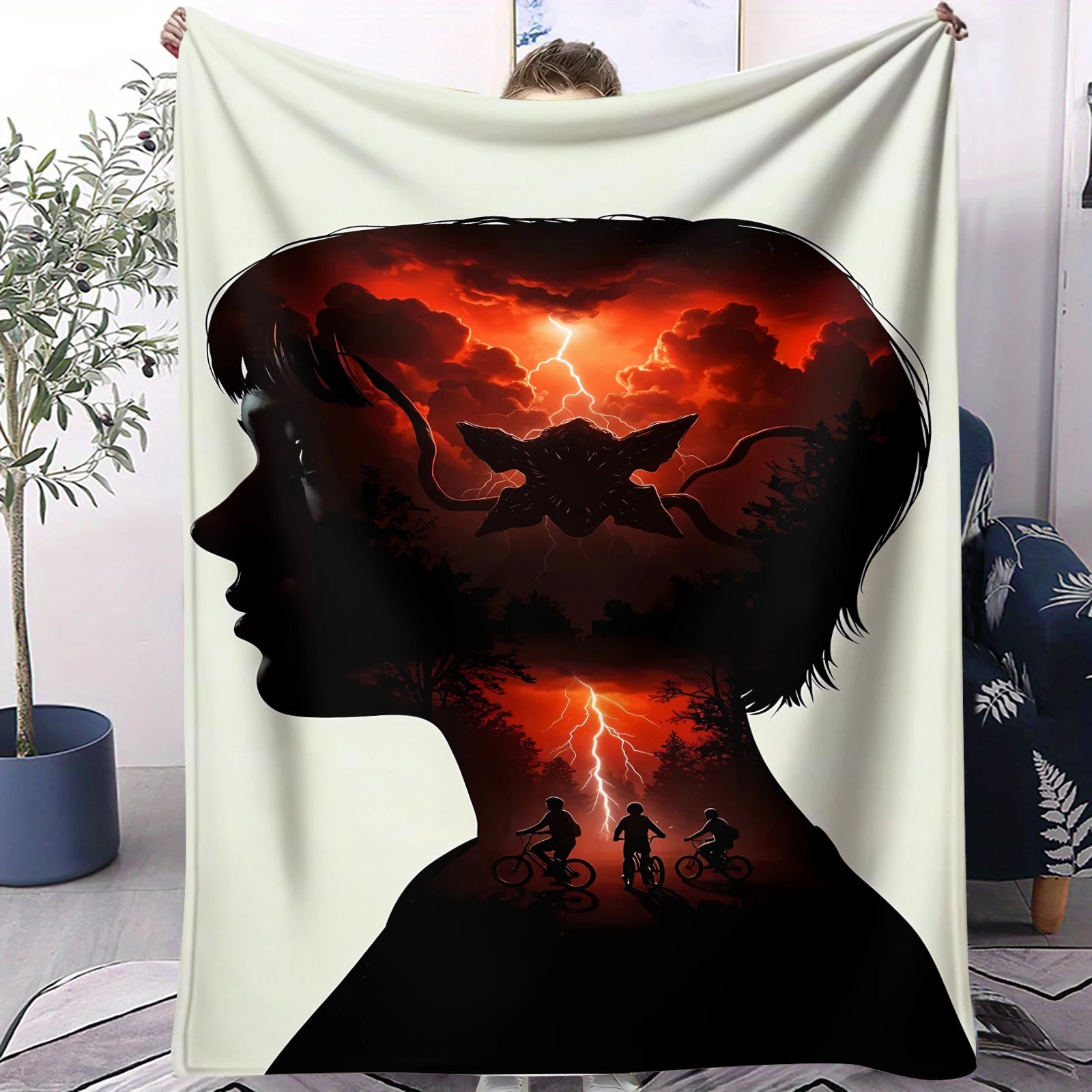 1PC Science Fiction Horror S-Stranger T-Things Blanket Warmth Flannel Blanket Soft Cozy Multifunctional Decorative Throw Blanket