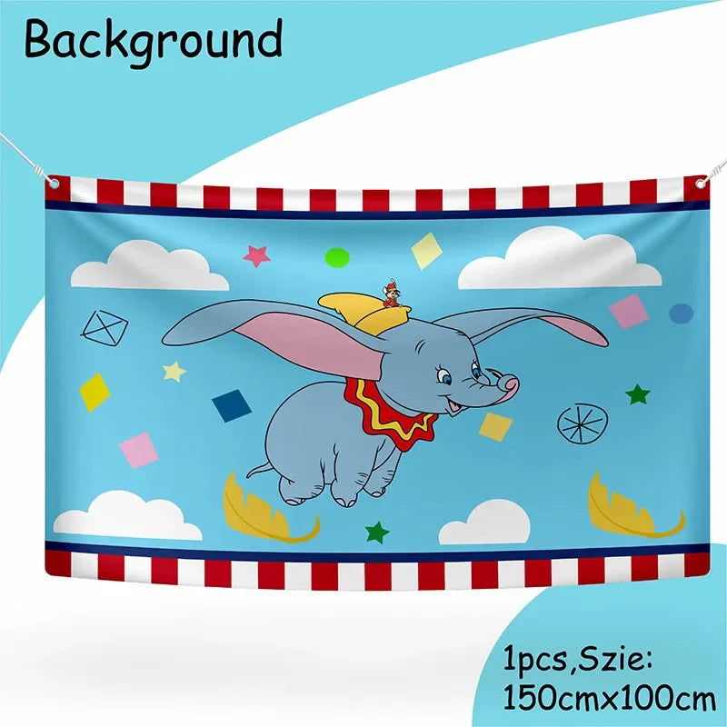 Cartoon Dumbo Theme Party Supplies Tableware Cup Plate Topper Kid Baby Girls Birthday Party Decoration Baby Shower