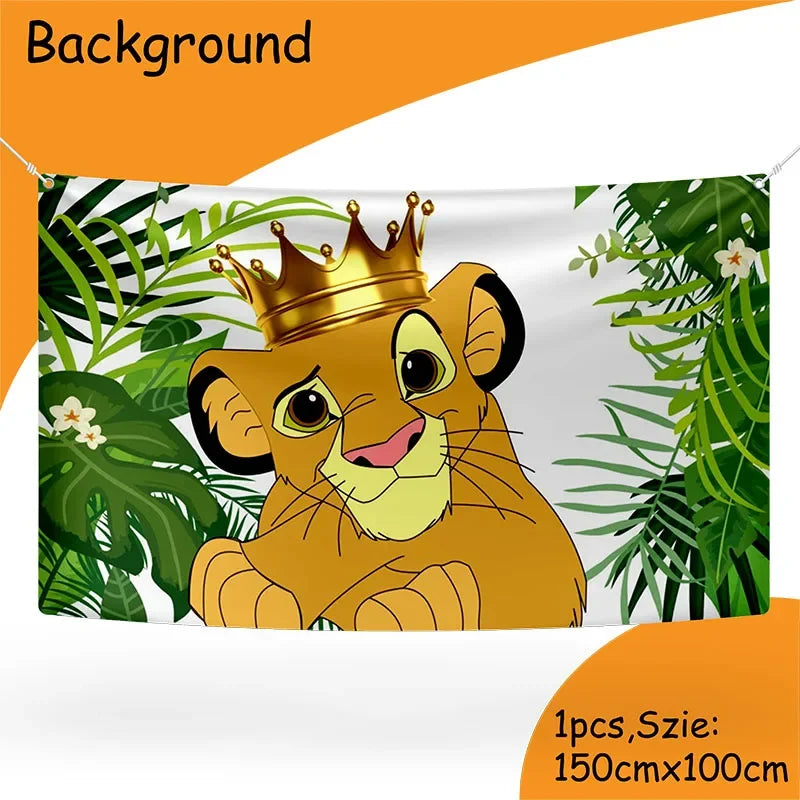 Disney Lion King Graduation Theme Decorations Lion King Backdrop Disposable Tableware Baby Shower Kids Party Supplies Gift