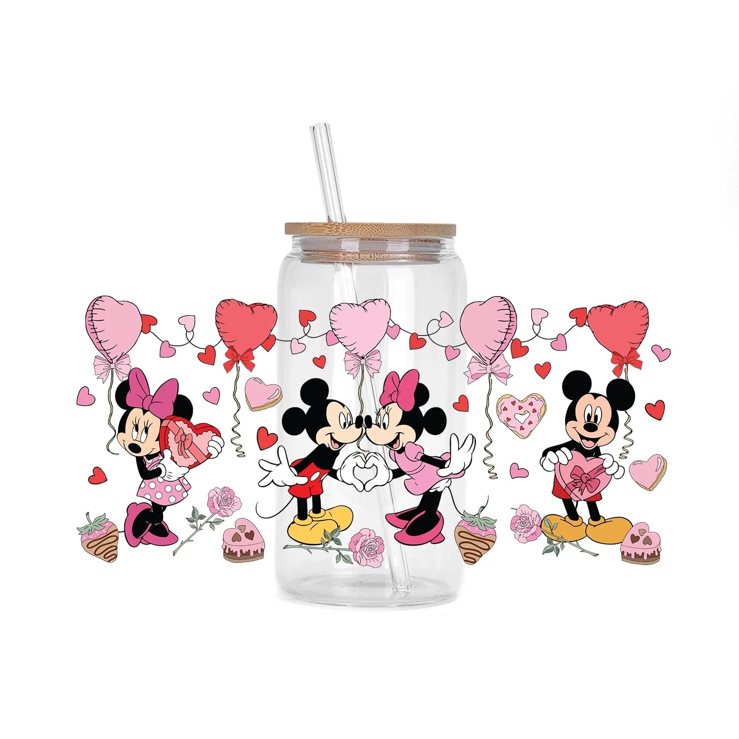30 Style Valentine's Day Mickey XOXO UV Sticker Party DIY Decals 3D transfers uvdtf tumbler seal stickers 16oz uv dtf cup wraps