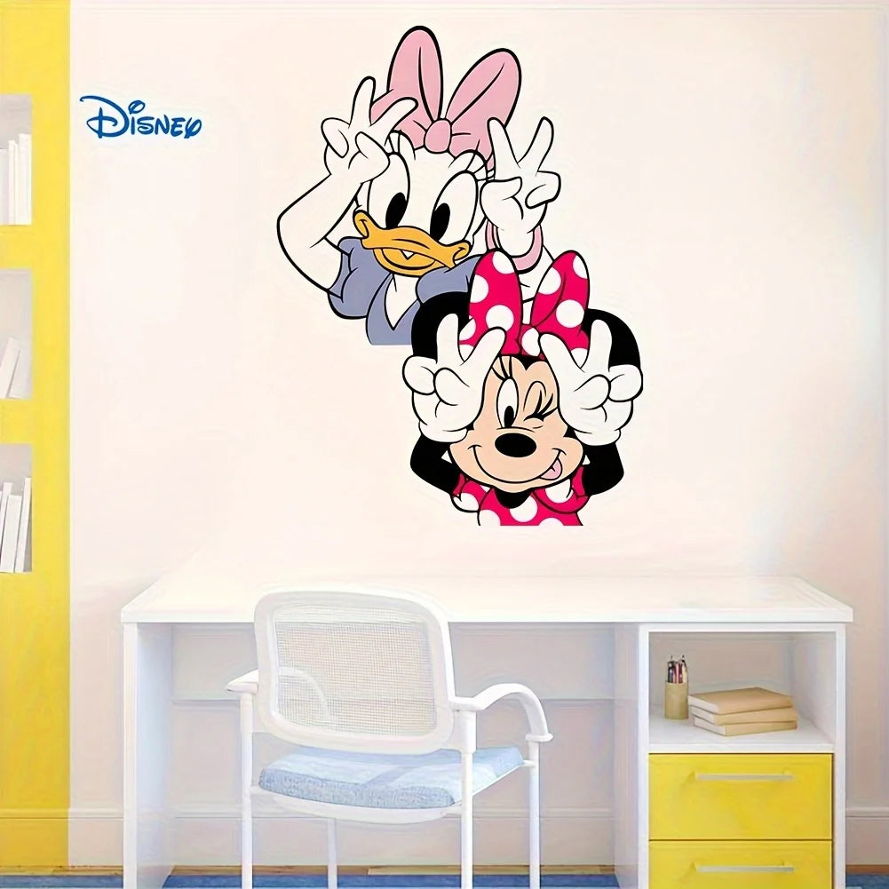 1 Piece Disney Mickey and Minnie Mouse Large Wall Decal - Self-Adhesive Cartoon Sticker, Perfect for Room Walls, Cars, and Party Decorations, Disney Stickers