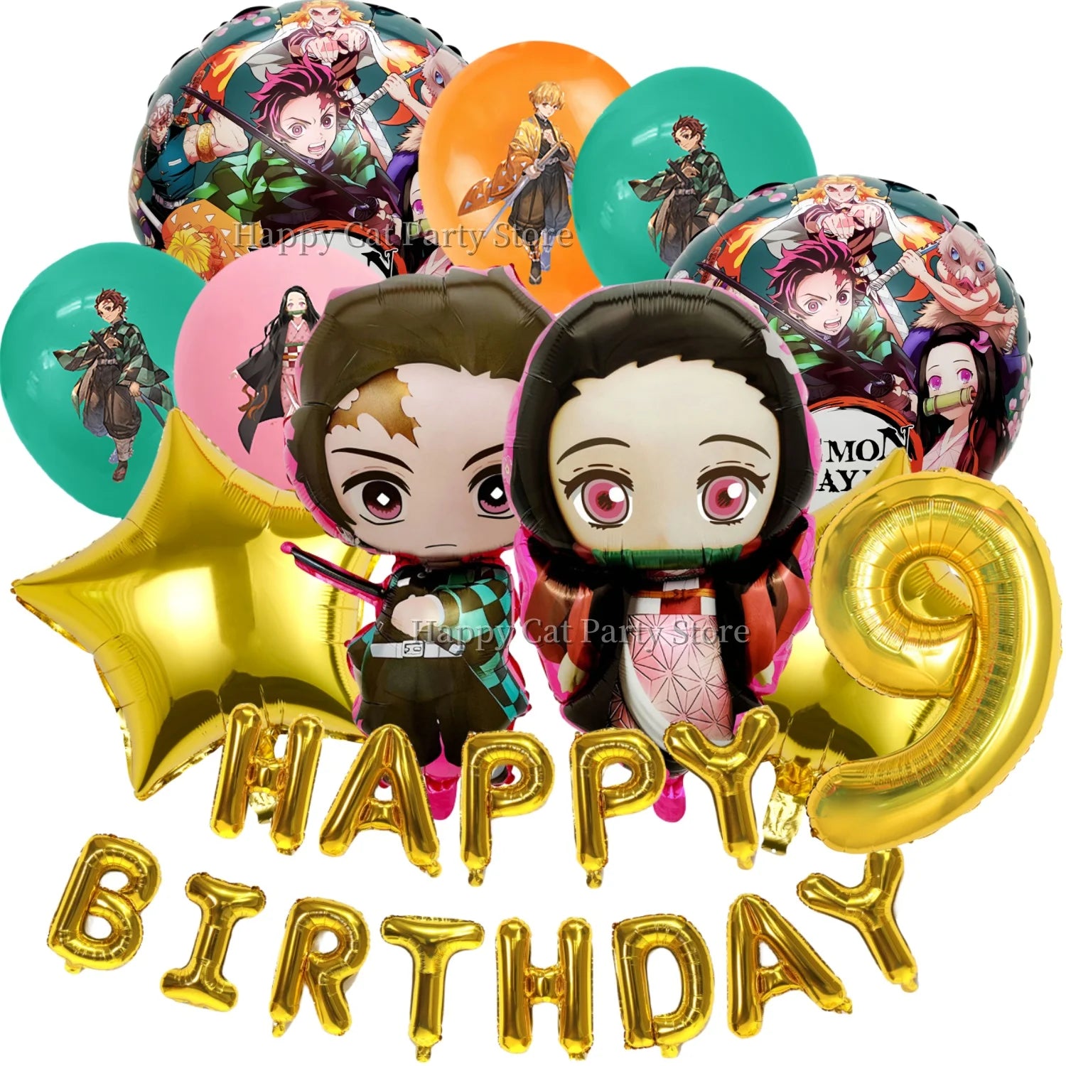 Demon Slayer Balloon Set Happy Birthday Banner Party Decor Kimetsu No Yaiba Latex Balloon Baby Shower kids Favors Gift Supplies