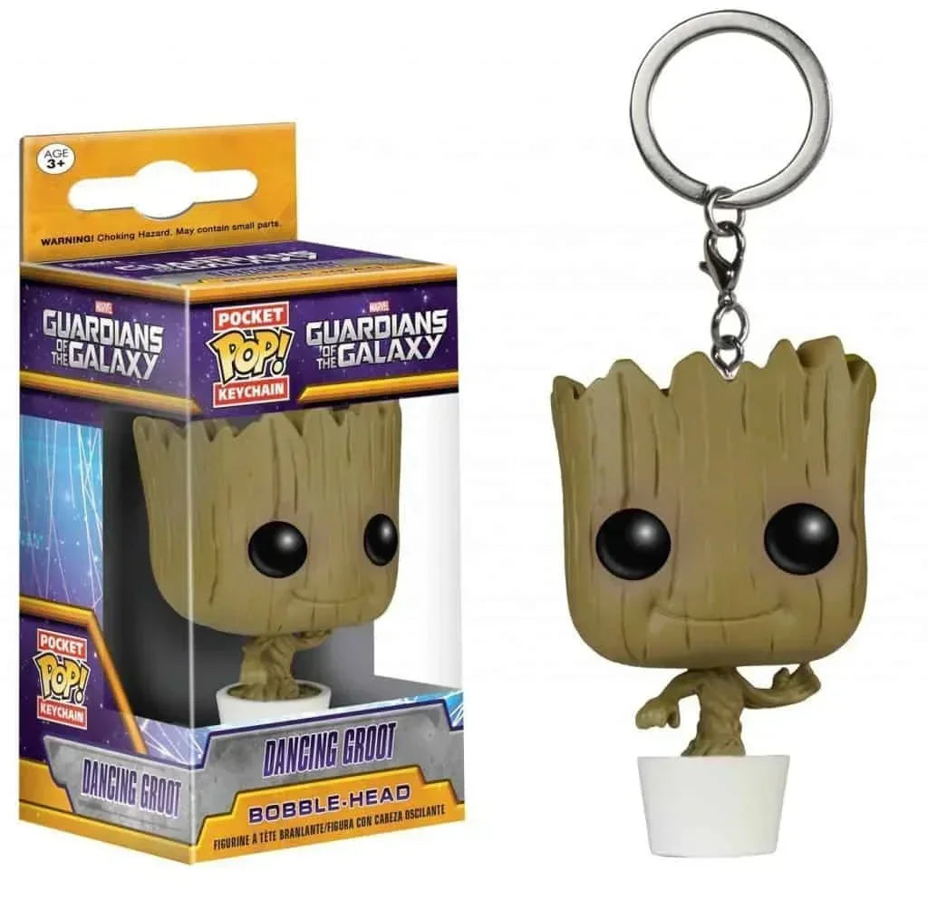 FUNKO POP MOVIES MARVELS Guardians of the Galaxy Dancing Groot Keychain Action Figures Toys Gift