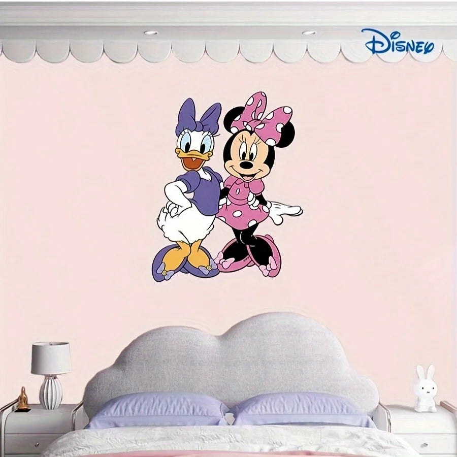 1 Piece Disney Mickey and Minnie Mouse Large Wall Decal - Self-Adhesive Cartoon Sticker, Perfect for Room Walls, Cars, and Party Decorations, Disney Stickers