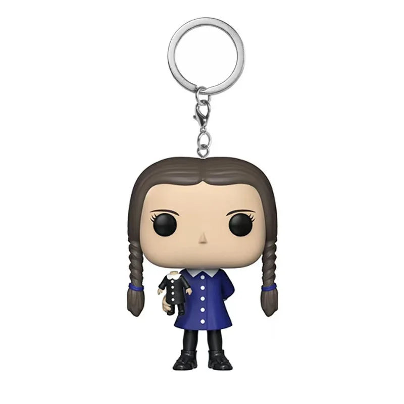 Funko Pop Wednesday The Addams Family Double Fried Dough Twists Braid Violin Pocket Pop Keychain Doll PVC Figures Kids Toys