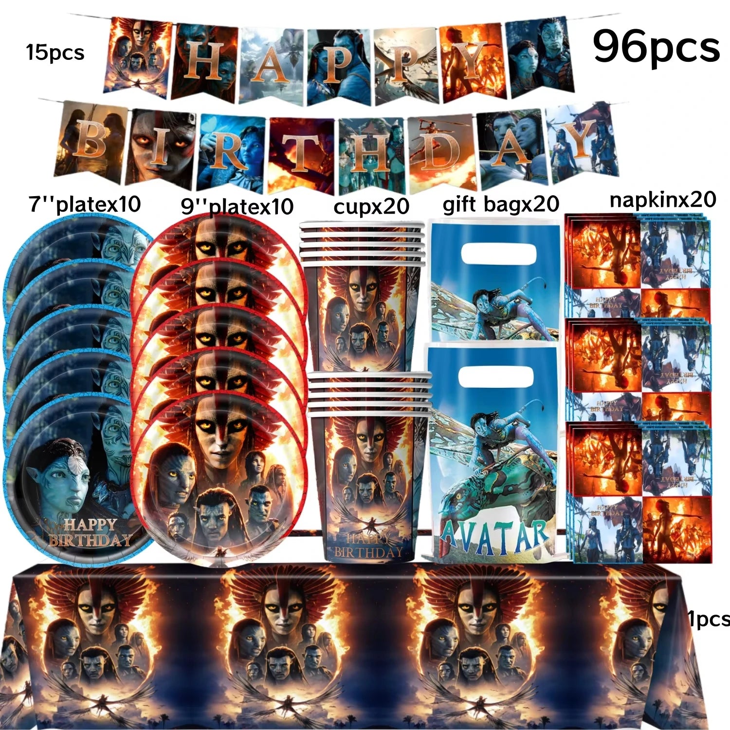 Avatar 3 Balloon Birthday Party Decoration Tableware Cup Plate Tablecloth Banner Background Gift Bag Baby Shower Supplies Gift