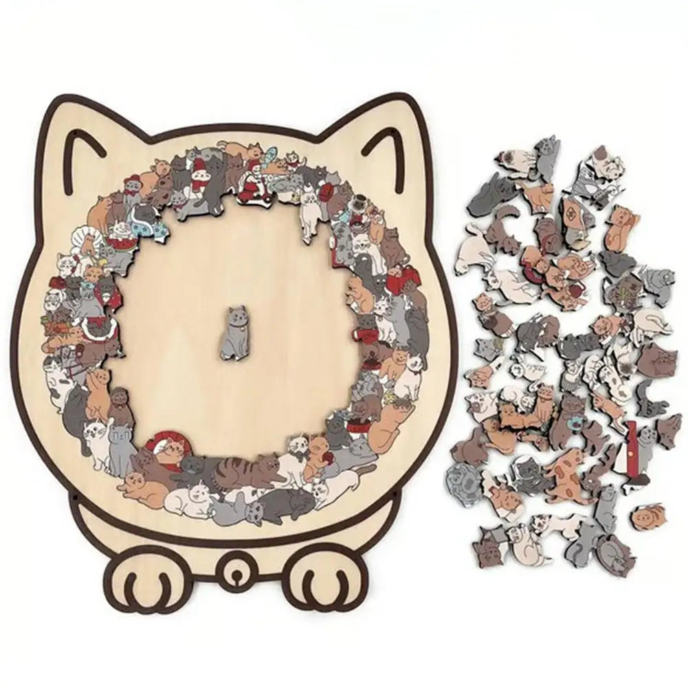 75 Piece Cat Shaped Wooden Puzzle DIY Animal Shape Wood Puzzle For Cats Lovers Home Decor Toys