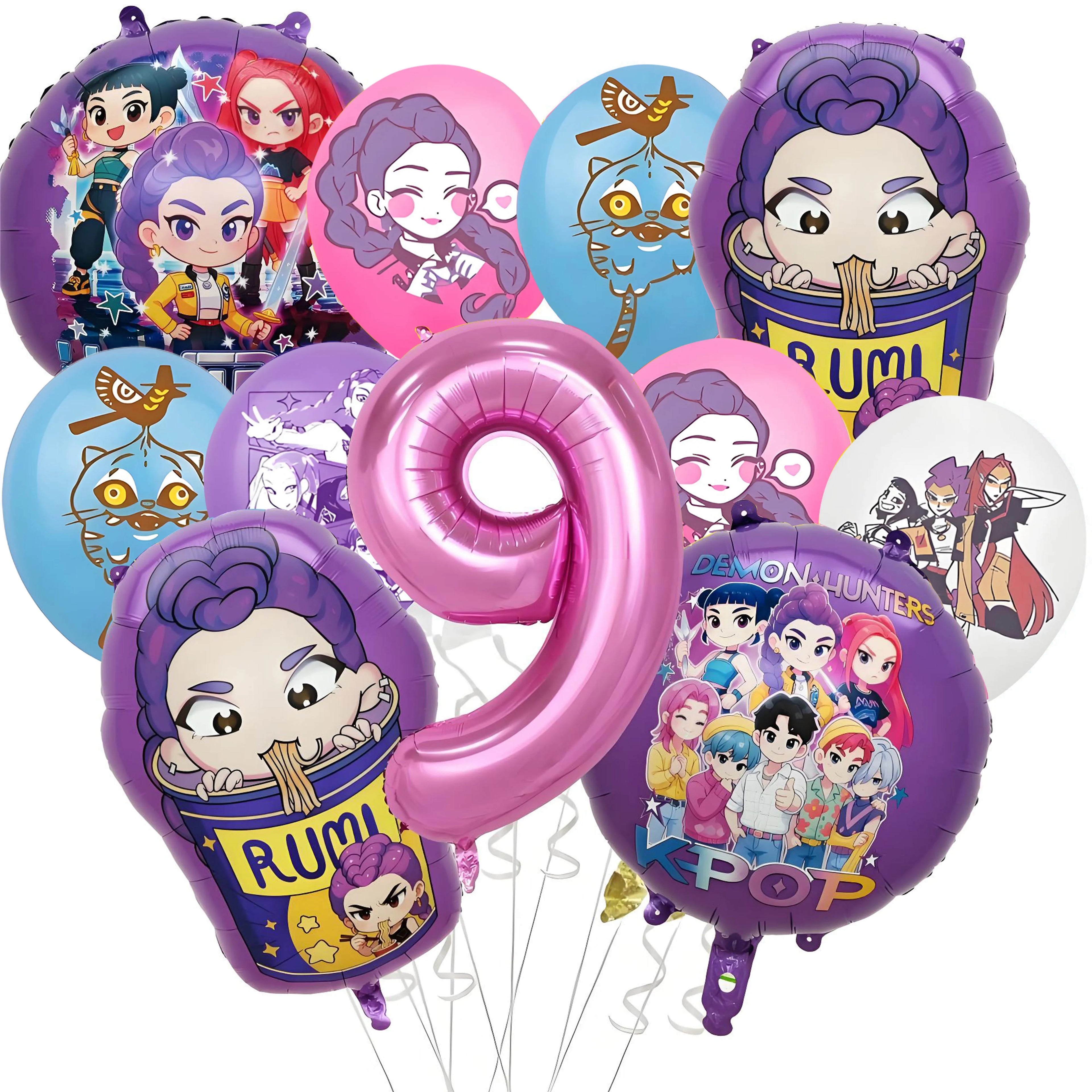 Demon Hunter Birthday Party Supplies Favors Kids Surprise Goody Bags Fillers Balloons Banner for Girls K-pop Anime Cosplay Party