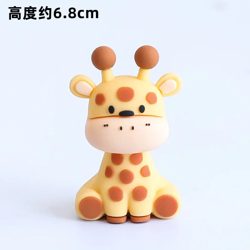 Cute Forest Animal Cake Topper Jungle Safari Birthday Decor Supplies Giraffe Elephant Lion Tiger Cake Decor For Kids 1 2 3 Years