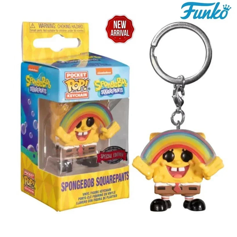 Funko POP Nickelodeon Keychain Toy SpongeBob SquarePants Vinyl Figure Pendant Collection Exclusive Pocket Pop Keyring Model Toys