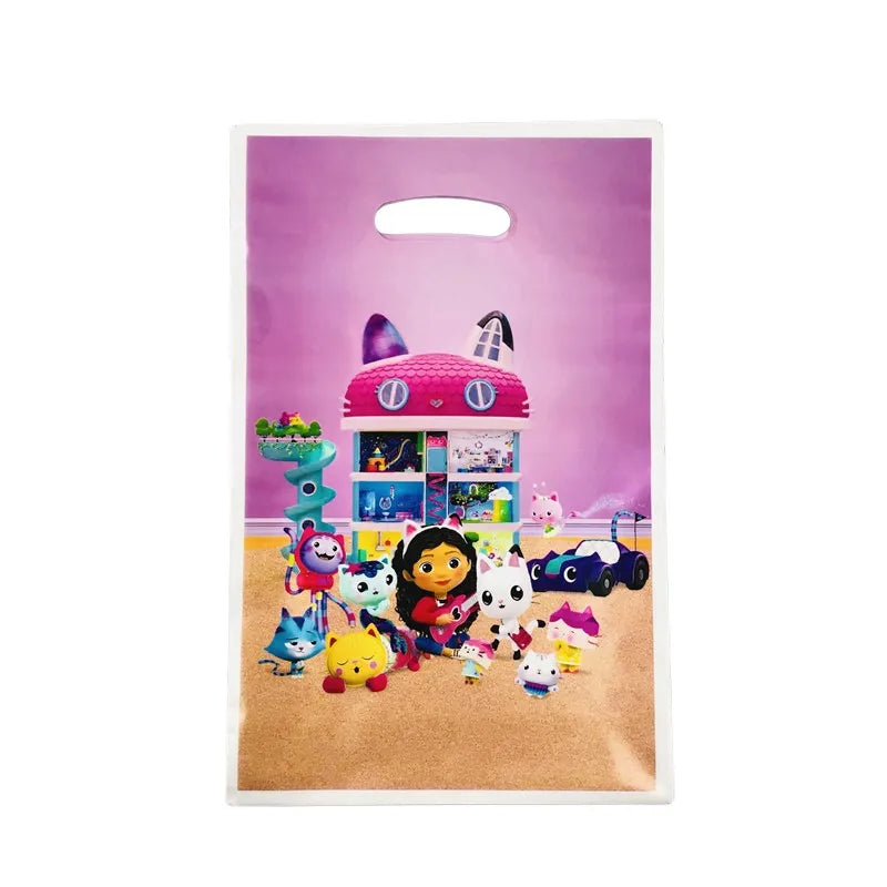 Cartoon Gabby Doll House Party Supplies Tablecloth For Kids Disposable Table Cover Favor Doll House Birthday Festival Decoration