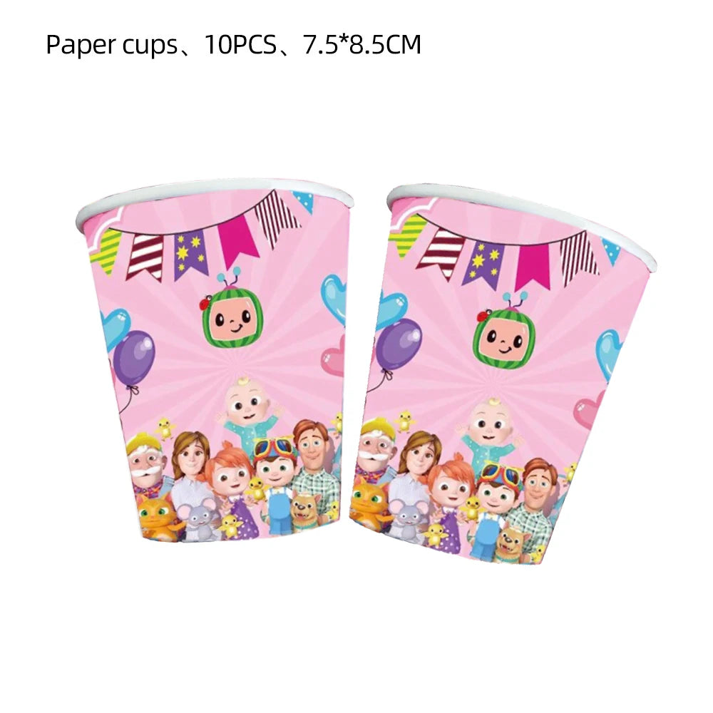 Cartoon Family Theme Birthday Party Decoration Disposable Set Tableware Plate Napkins Tablecloth For Kid Shower Supplies Puzzle
