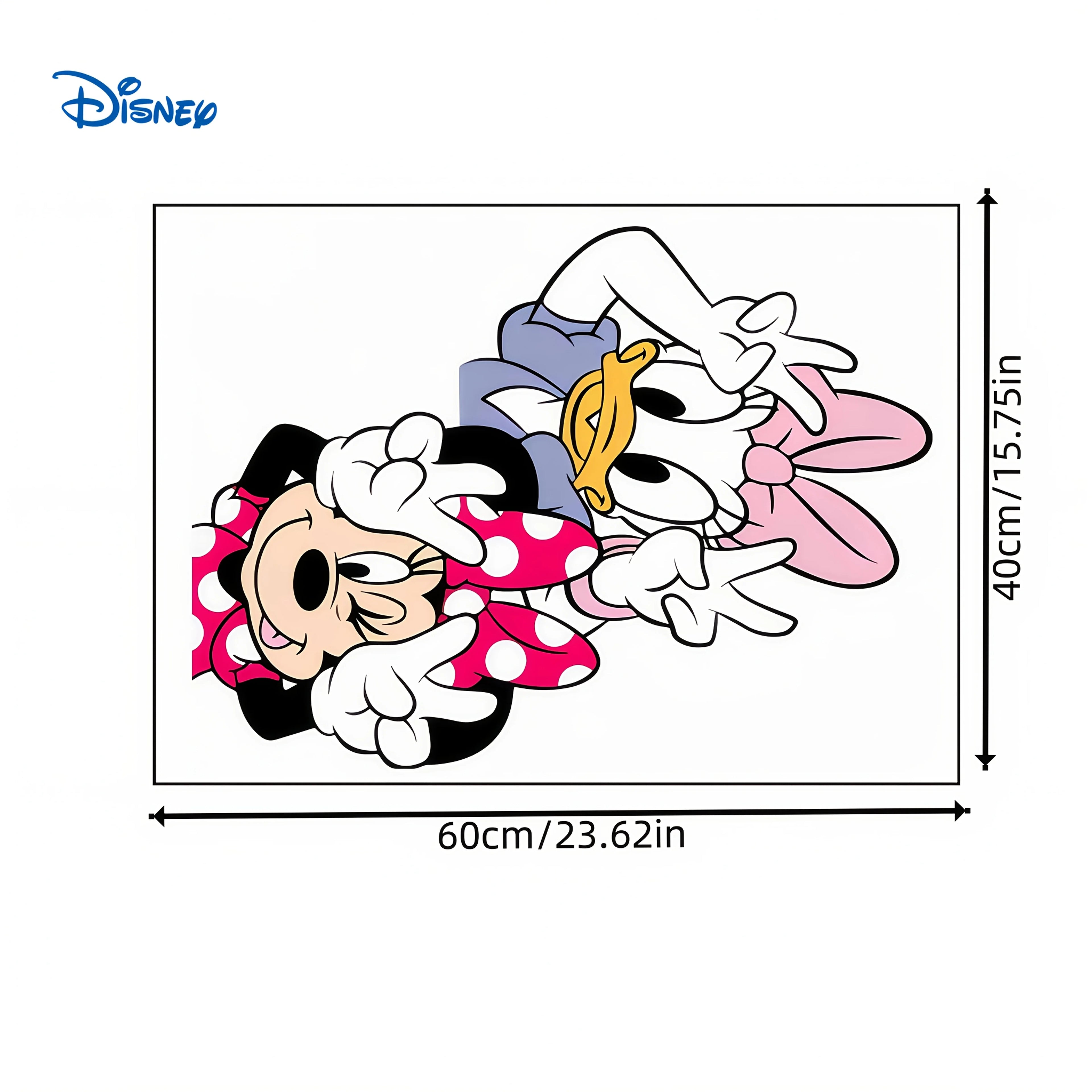 1 Piece Disney Mickey and Minnie Mouse Large Wall Decal - Self-Adhesive Cartoon Sticker, Perfect for Room Walls, Cars, and Party Decorations, Disney Stickers
