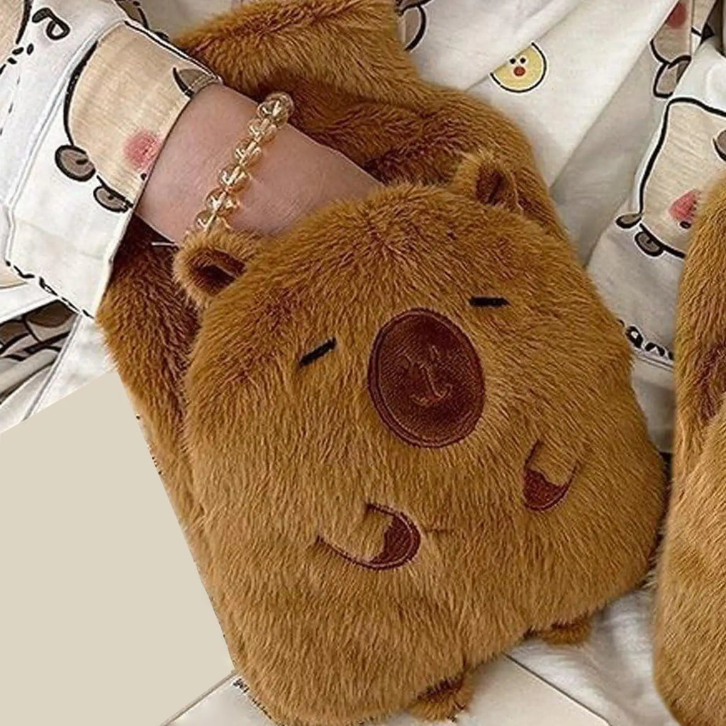 2026 Cute Capybara Shape Warm Water bottle 1000ml Capacity Shape plush Use Winter For Home Travel Camping study Use  Warm