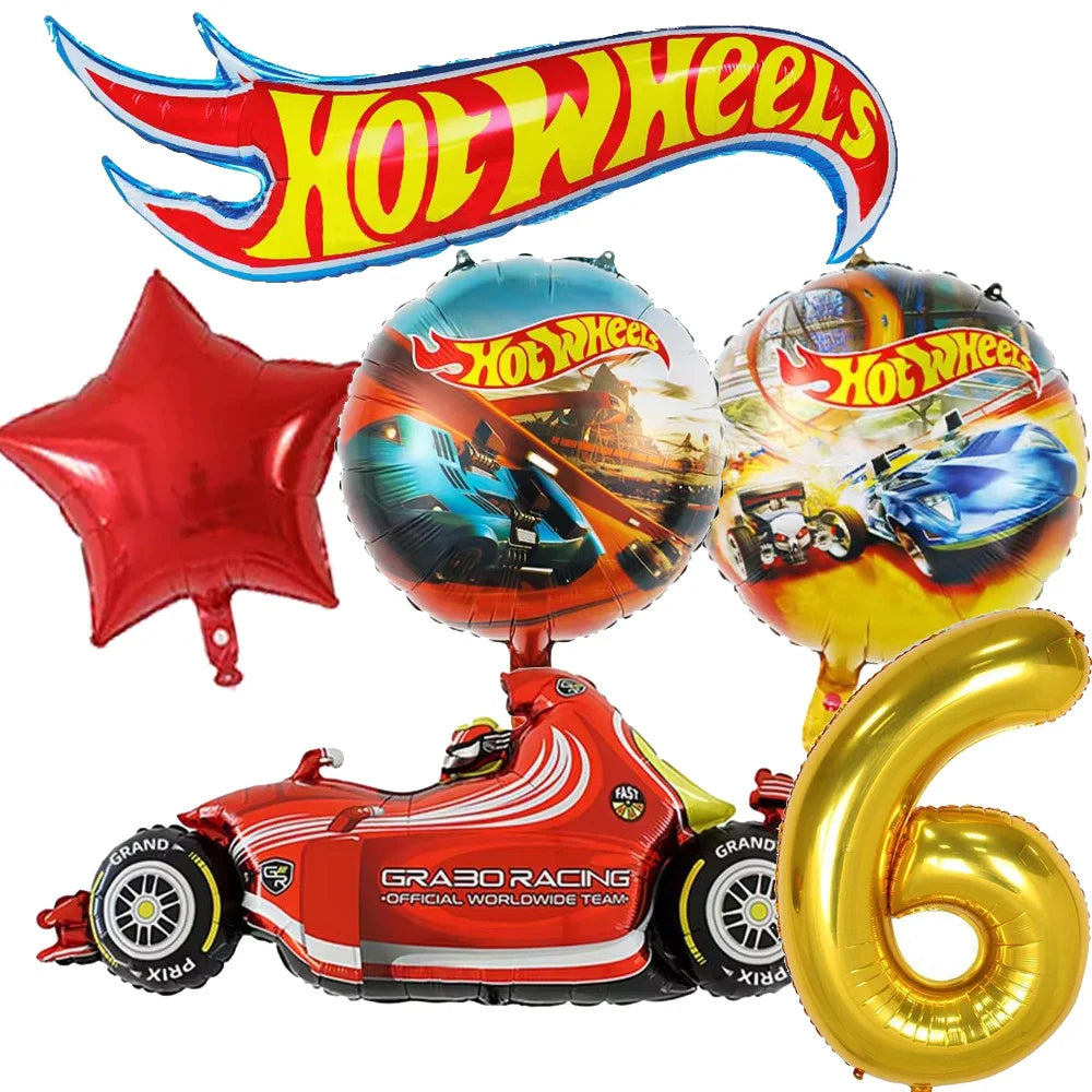 Hot Wheels Birthday Party Decor Disposable Tableware Racing Car Gift Bag Tablecloth Cake Balloon Plate Boy Kid Party Supplie Set