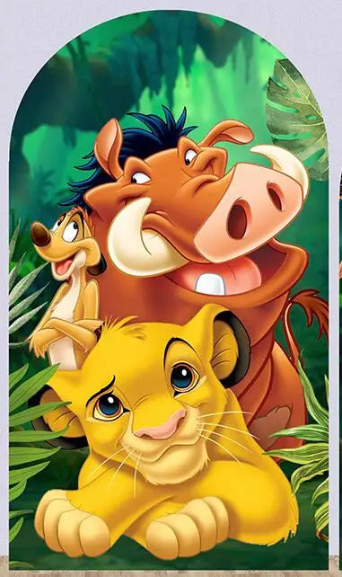Cartoon Lion King Simba Baby Shower Arch Wall Panels Backdrop Party Supplies Boy Birthday Banner Decors Safari Jungle Background