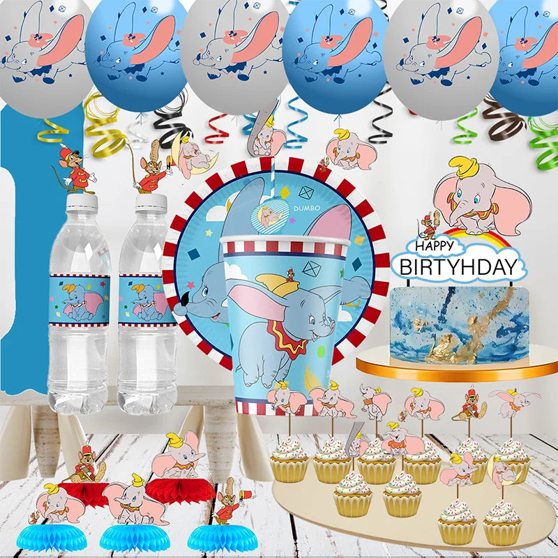 Cartoon Disney Dumbo Theme birthday decorations Disposable  Honeycomb Sticker Cake decoration & accessories Baby Shower Supplies