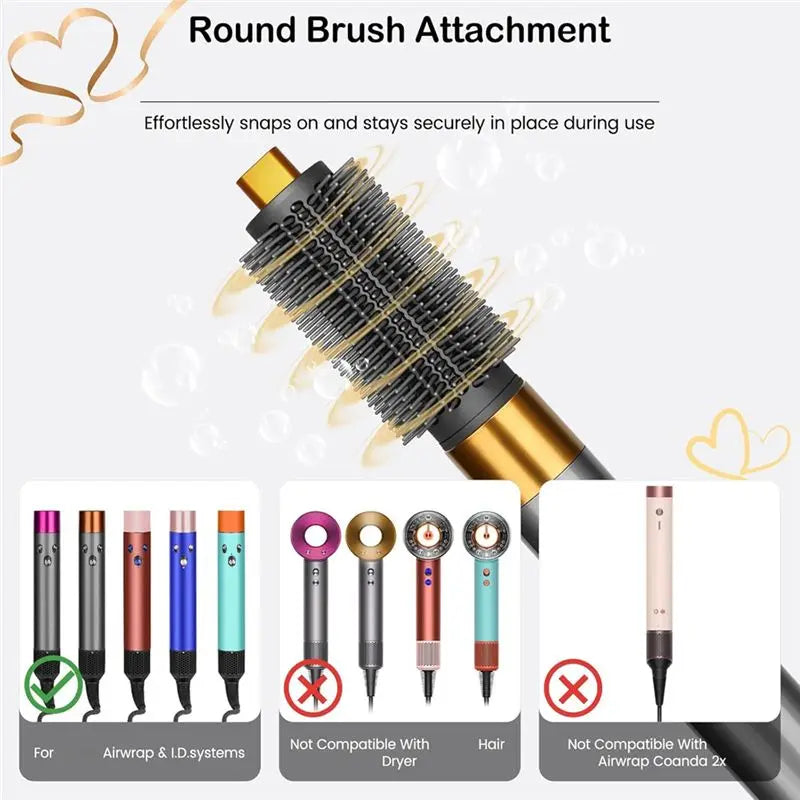 Conical Long Barrels(0.78In-1.4In) Round Volumizing Brush For Dyson Airwrap HS01 HS05 HS08 Curling Iron Attachment