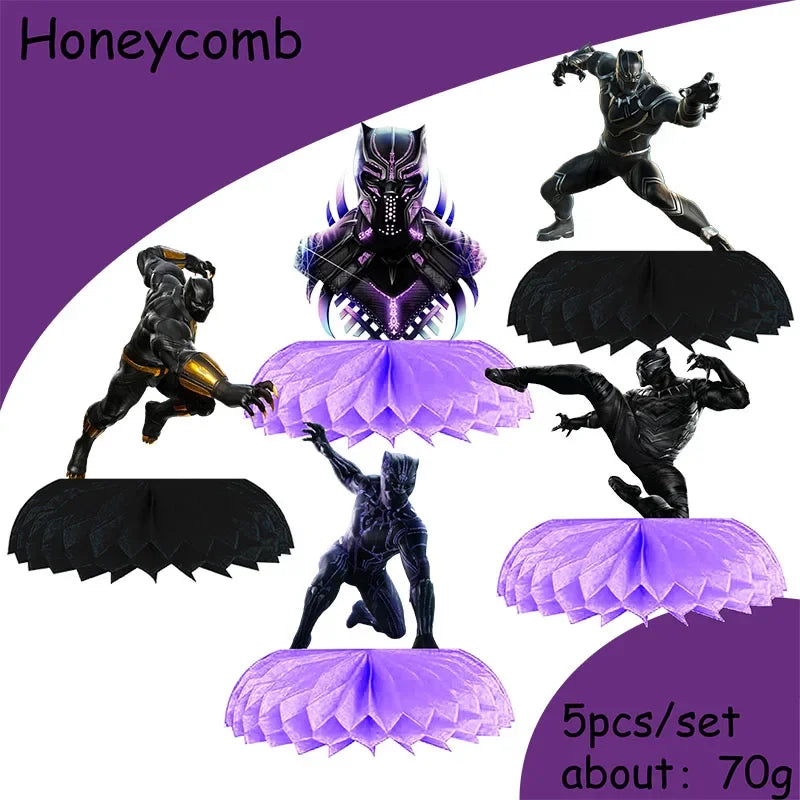 Hero Black Panther Cool Birthday Theme Favor Party Supplies Party Set Paper Cup Plate Gift Bag Banner Flag Baby Shower Supplies
