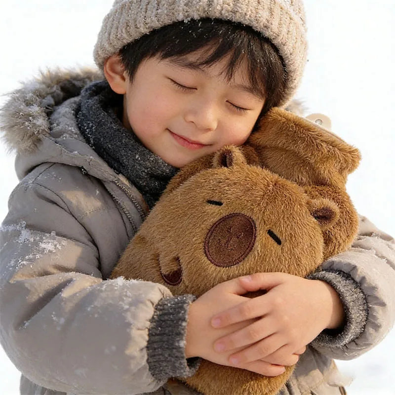 2026 Cute Capybara Shape Warm Water bottle 1000ml Capacity Shape plush Use Winter For Home Travel Camping study Use  Warm
