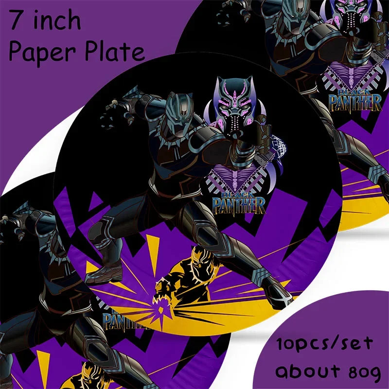 Hero Black Panther Cool Birthday Theme Favor Party Supplies Party Set Paper Cup Plate Gift Bag Banner Flag Baby Shower Supplies