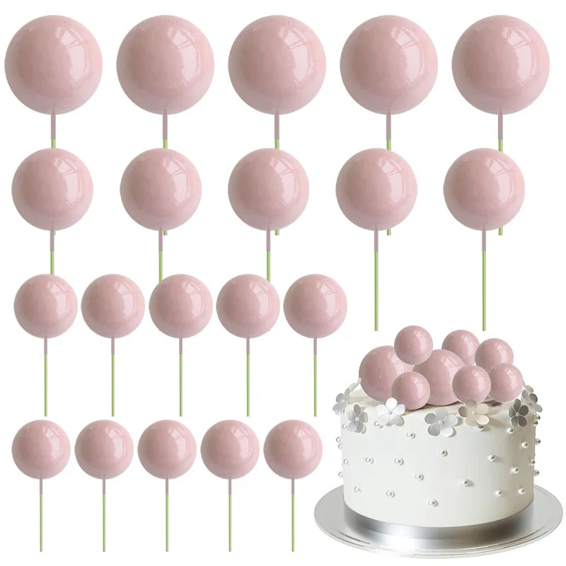 20Pcs Colorful Balls Cake Topper Mini Balloons Cupcake Insert Sticks for Wedding Birthday Party Cake DIY Decoration Baby Shower