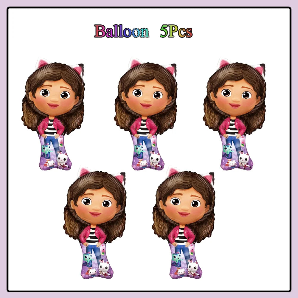 Cartoon Gabbys Birthday Party Decor Dollhouse Disposable Tableware Set Paper Cups Plates Tablecloth Baby Shower Kids Supplies