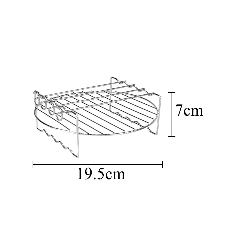 Round Air Fryer Accessories Set Silicone Airfryer Basket Mold Liner Reusable Oven Grill Baking Rack Pizza Cake Pan Tray