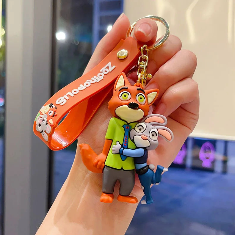 Cute Zootopia Keychain High-Quality Cute Cartoon anime Judy Hopps Officer Nick  Keychain Bag Christmas Gift Fans Party Gifts