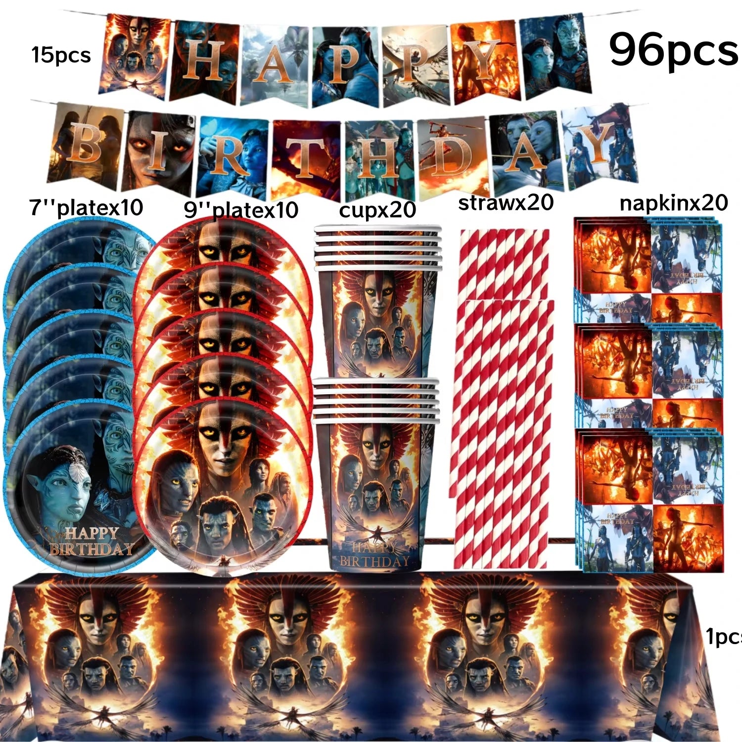 Avatar 3 Balloon Birthday Party Decoration Tableware Cup Plate Tablecloth Banner Background Gift Bag Baby Shower Supplies Gift