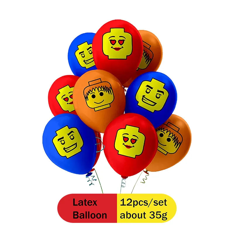 Building Blocks  Theme Birthday DIY Party Disposable tableware balloons water bottle labels banner boys girls decoration