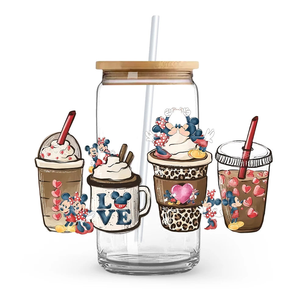 Cartoon Cute Princess Mickey Minnie Stitch Vinyl Sticker For Clothes Iron On Transfer Applique Decor Washable Fusible Patch