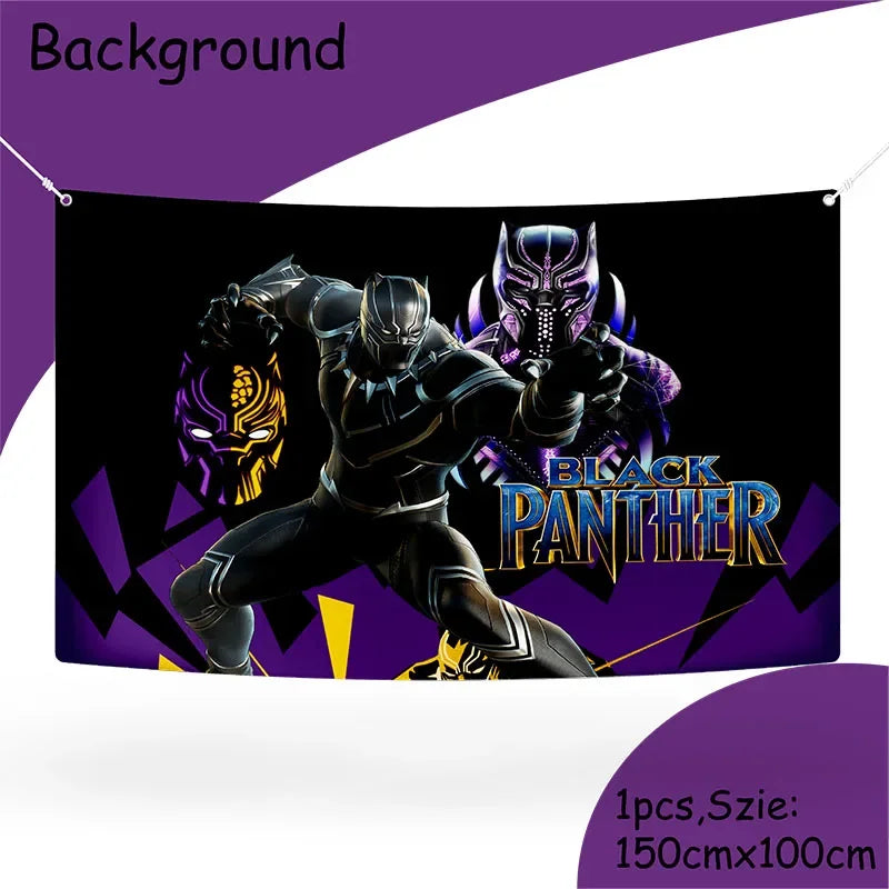 Hero Black Panther Cool Birthday Theme Favor Party Supplies Party Set Paper Cup Plate Gift Bag Banner Flag Baby Shower Supplies