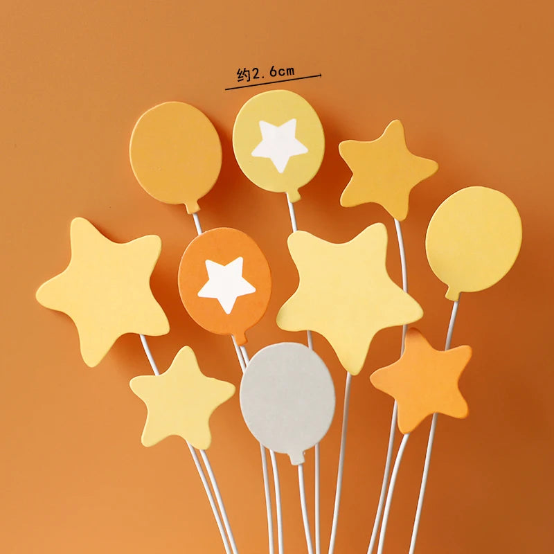 Baby Show Constellation Animal Leo Lion Happy Birthday Cake Topper Yellow Balloon Trees for Cake Decorating Party Supplies Gifts