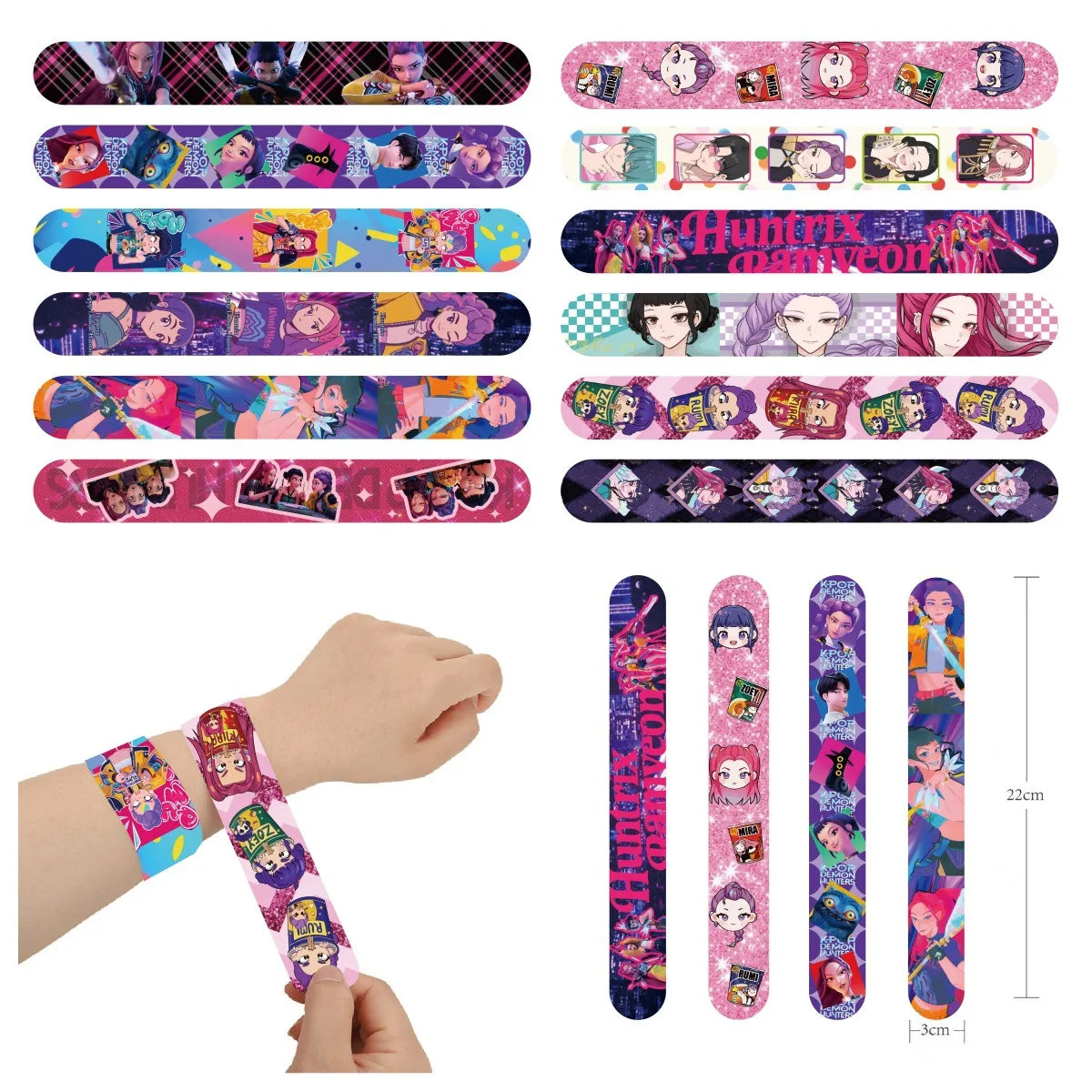 12/24/36pcs Kpop Demon Hunters Slap Bracelets Party Favors Snap Bracelets Birthday Party Gifts Decoration Supply Christmas Gifts
