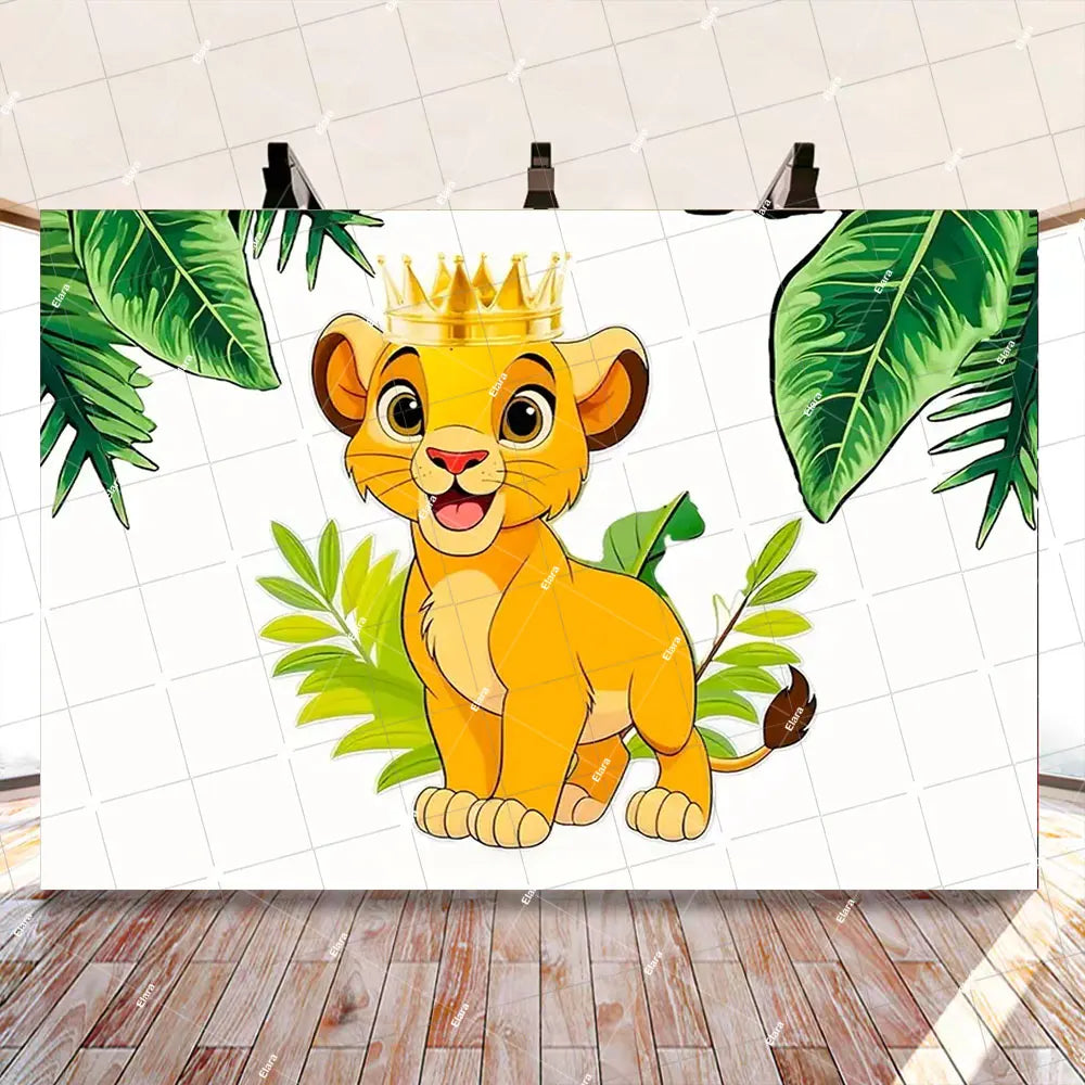 Disney Cartoon Lion King Simba Theme Kids Birthday Party Forest Jungle Safari Baby Shower Photography Backdrop Custom Banner