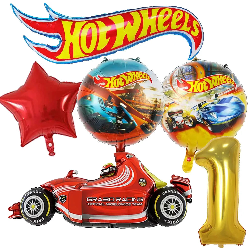 Hot Wheels Birthday Party Decor Disposable Tableware Racing Car Gift Bag Tablecloth Cake Balloon Plate Boy Kid Party Supplie Set