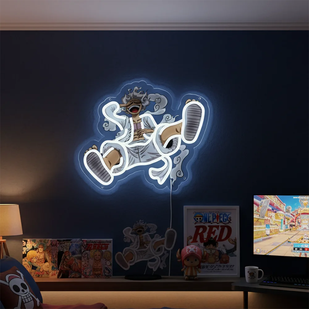 Custom One Piece Acrylic Neon LED Light Animes Luffy Artwork for Home Festival Decor Party Bar Hotel Salon Business Shop,Etc.