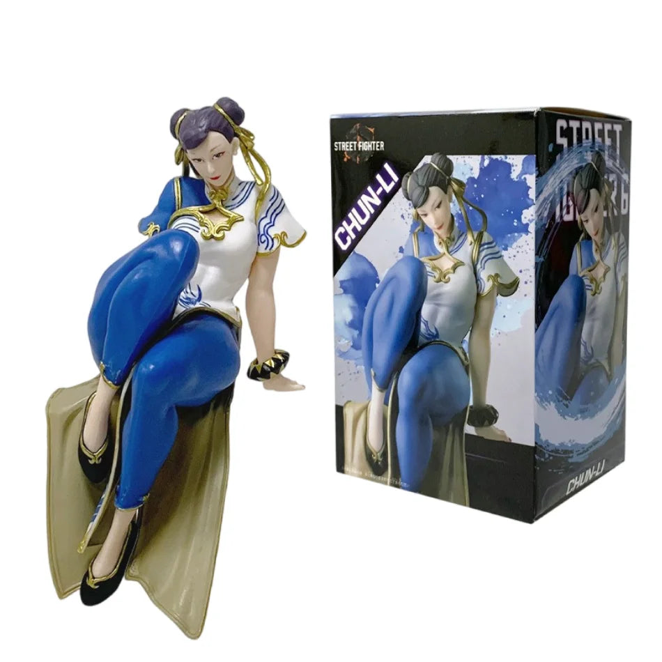 14cm Anime Game Street Fighter Figure Ryu Chun-Li  Action Figure Sitting Posture Figurine Decor PVC Model Fans Collection Toys