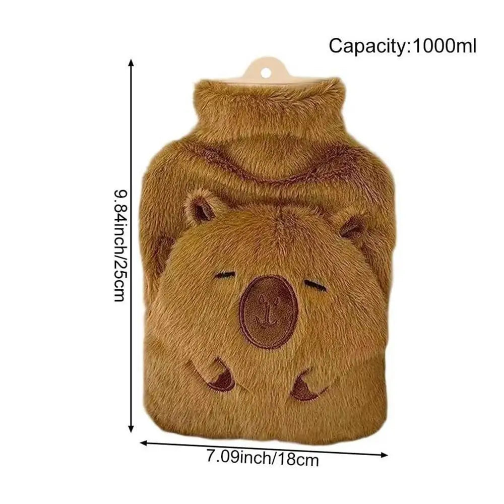 2026 Cute Capybara Shape Warm Water bottle 1000ml Capacity Shape plush Use Winter For Home Travel Camping study Use  Warm