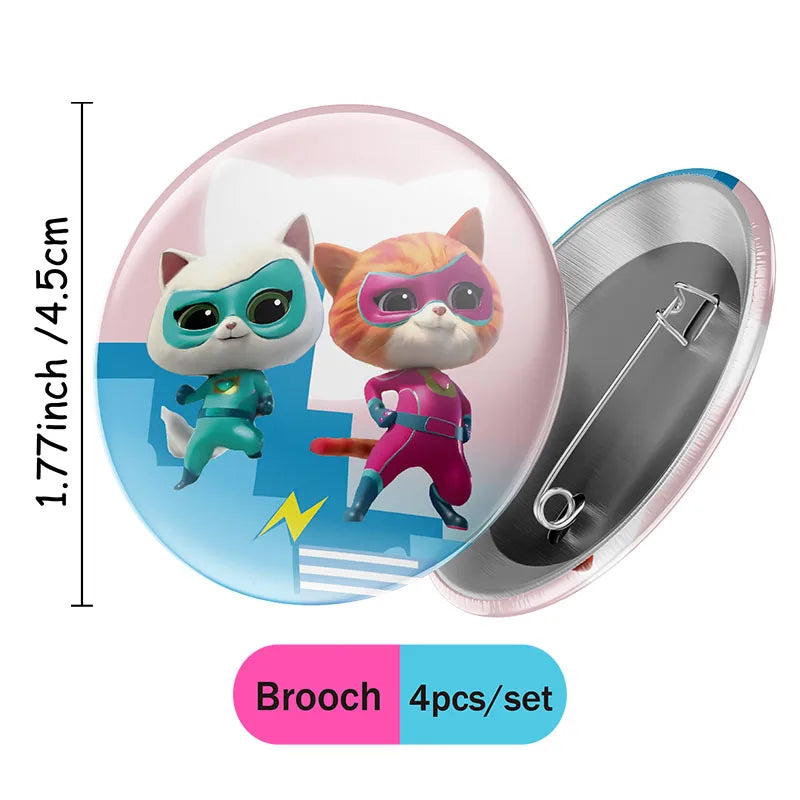 Cartoon Superkitties Birthday Party Baptism Disposable Tableware Brooch Spiral Paper Straw Party Supplie Decorate Packing